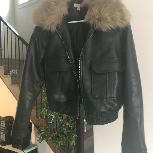 Faux Leather Bomber Jacket - Picture 1 of 11